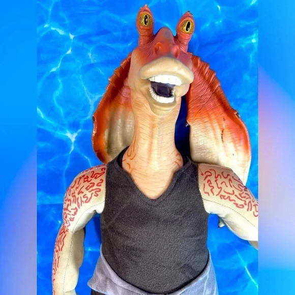 Star Wars - Jar Jar Binks - Talking Wake Up Alarm Plush - Thinkway - 22" Tall - Picture 1 of 10